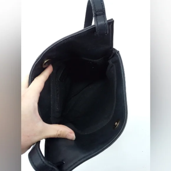 Vintage Leather Co. Liz Claiborne Black Genuine Leather Shoulder Bag Work VTG - Picture 9 of 15